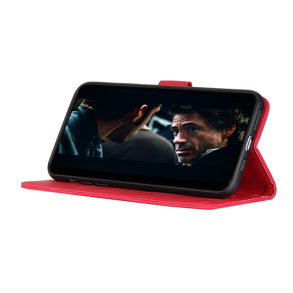 עבור Oppo Reno4 5G כיסוי ארנק / ספר עשוי מעור בצבע אדום עם חריצים לכרטיסי אשראי