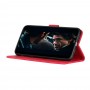 עבור Oppo Reno4 5G כיסוי ארנק / ספר עשוי מעור בצבע אדום עם חריצים לכרטיסי אשראי