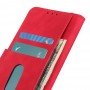 עבור Oppo Reno4 5G כיסוי ארנק / ספר עשוי מעור בצבע אדום עם חריצים לכרטיסי אשראי