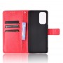 עבור Oppo Reno5 5G כיסוי ארנק / ספר עשוי מעור בצבע אדום עם חריצים לכרטיסי אשראי