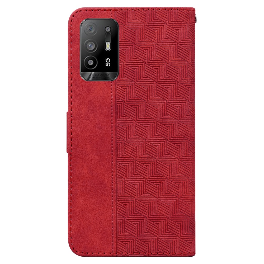 עבור Oppo Reno5 Z כיסוי ארנק / ספר עשוי מעור בצבע אדום עם חריצים לכרטיסי אשראי