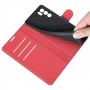 עבור Oppo Reno6 5G כיסוי ארנק / ספר עשוי מעור בצבע אדום עם חריצים לכרטיסי אשראי