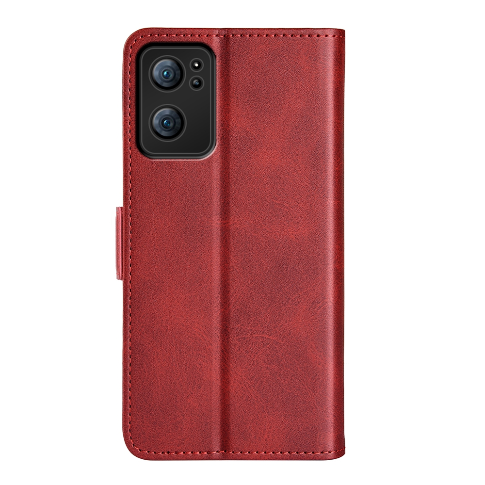 עבור Oppo Reno7 5G כיסוי ארנק / ספר עשוי מעור בצבע אדום עם חריצים לכרטיסי אשראי