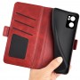 עבור Oppo Reno7 5G כיסוי ארנק / ספר עשוי מעור בצבע אדום עם חריצים לכרטיסי אשראי