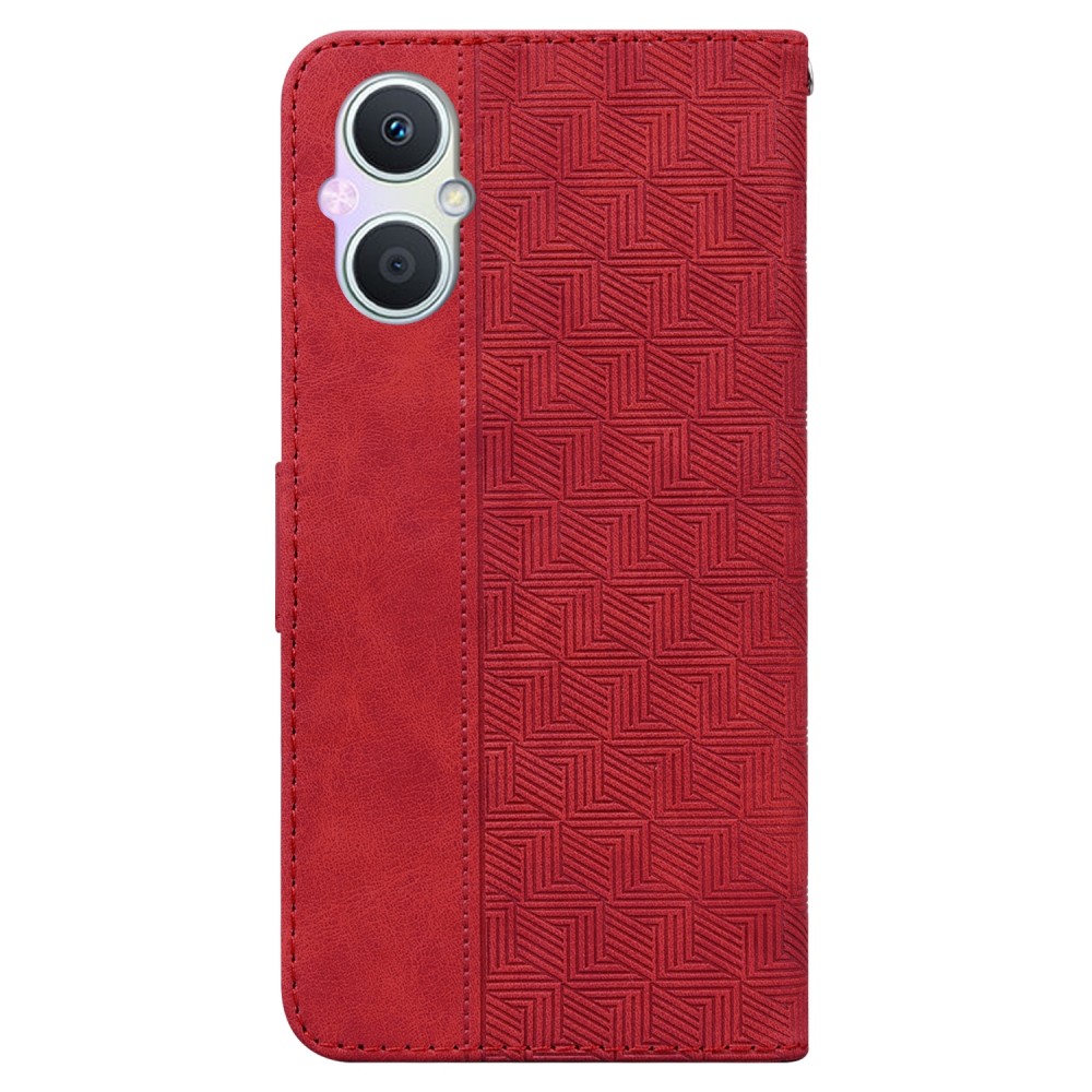 עבור Oppo Reno7 Z 5G כיסוי ארנק / ספר עשוי מעור בצבע אדום עם חריצים לכרטיסי אשראי