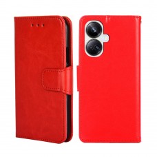 עבור Realme 10 Pro+ כיסוי ארנק / ספר עשוי מעור בצבע אדום עם חריצים לכרטיסי אשראי