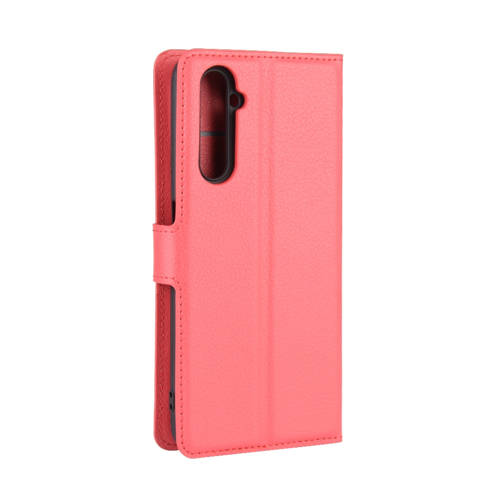 עבור Realme 6 Pro כיסוי ארנק / ספר עשוי מעור בצבע אדום עם חריצים לכרטיסי אשראי
