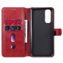 עבור Realme 7 (Global) כיסוי ארנק / ספר עשוי מעור בצבע אדום עם חריצים לכרטיסי אשראי