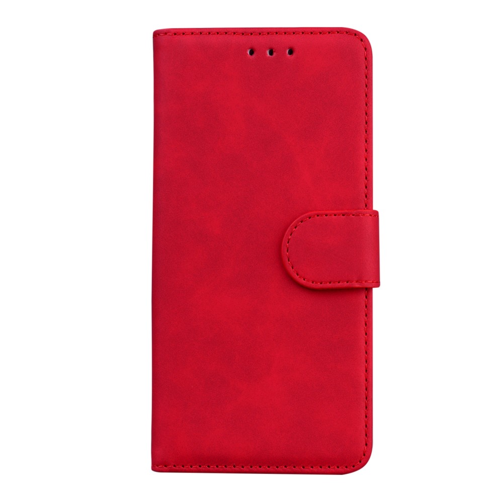 עבור Realme 7i כיסוי ארנק / ספר עשוי מעור בצבע אדום עם חריצים לכרטיסי אשראי