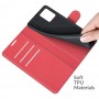 עבור Realme 8 כיסוי ארנק / ספר עשוי מעור בצבע אדום עם חריצים לכרטיסי אשראי