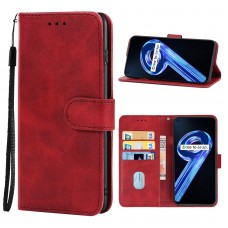 עבור Realme 9 5G כיסוי ארנק / ספר עשוי מעור בצבע אדום עם חריצים לכרטיסי אשראי