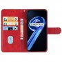עבור Realme 9 5G כיסוי ארנק / ספר עשוי מעור בצבע אדום עם חריצים לכרטיסי אשראי