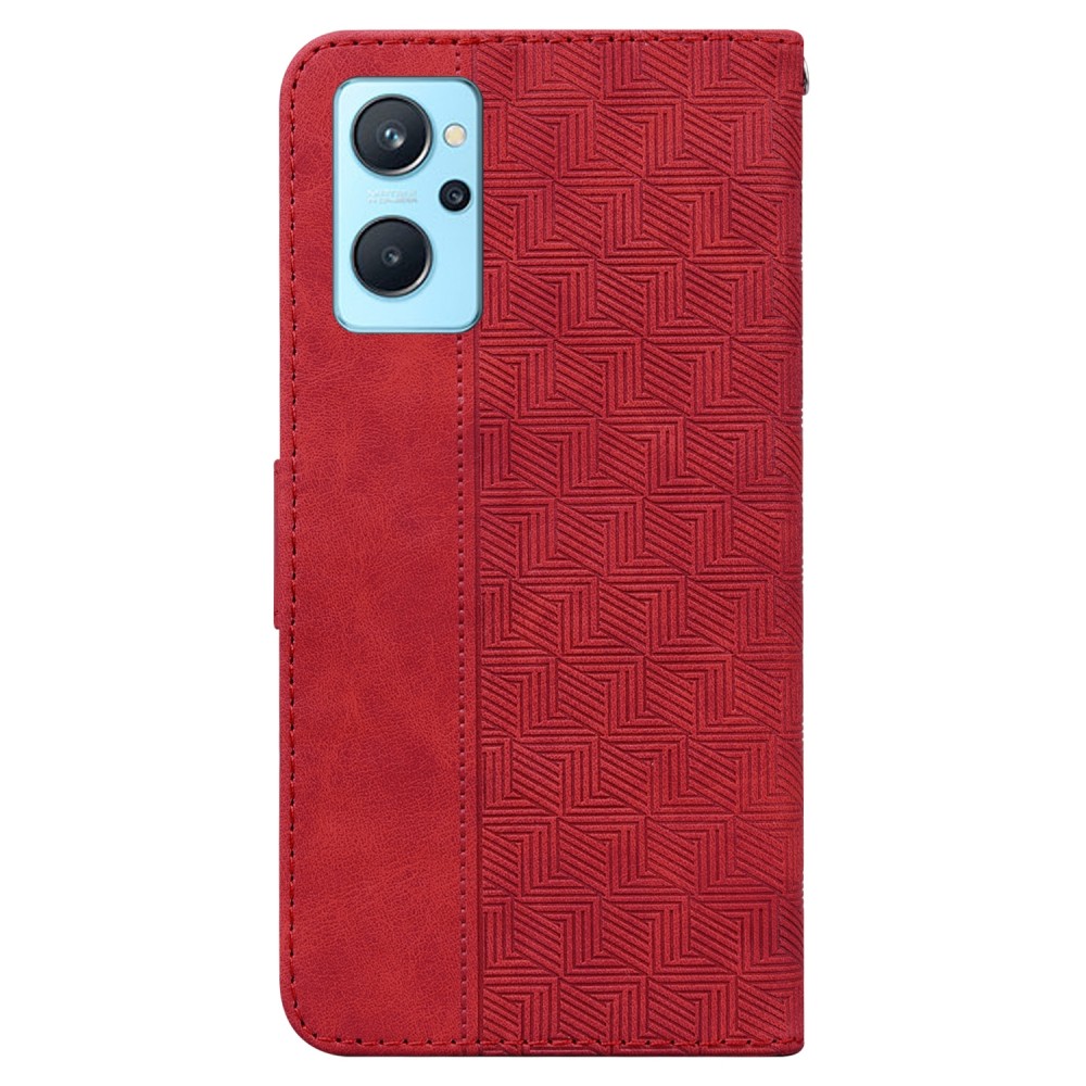 עבור Realme 9i כיסוי ארנק / ספר עשוי מעור בצבע אדום עם חריצים לכרטיסי אשראי