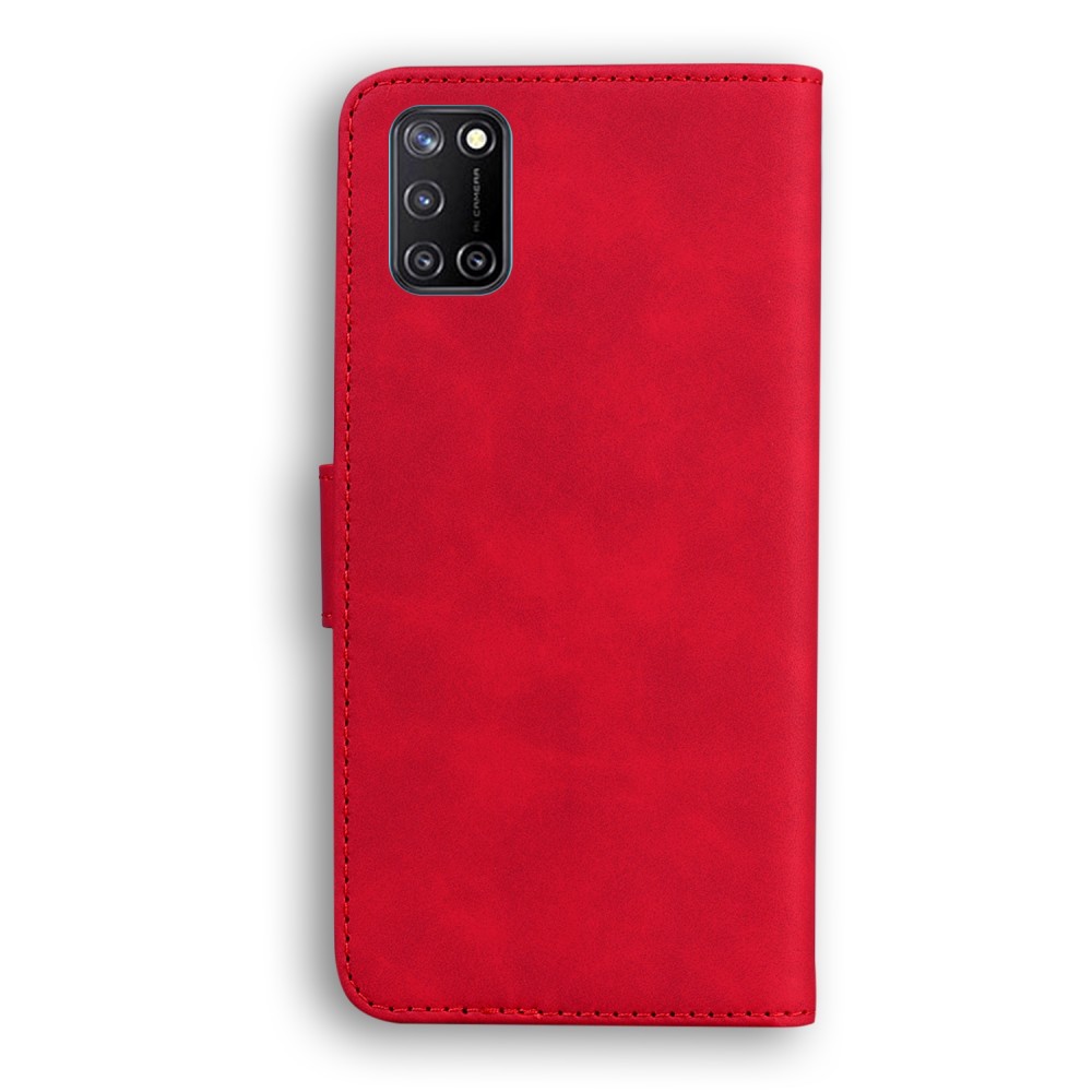 עבור Realme C17 כיסוי ארנק / ספר עשוי מעור בצבע אדום עם חריצים לכרטיסי אשראי