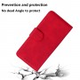 עבור Realme C17 כיסוי ארנק / ספר עשוי מעור בצבע אדום עם חריצים לכרטיסי אשראי