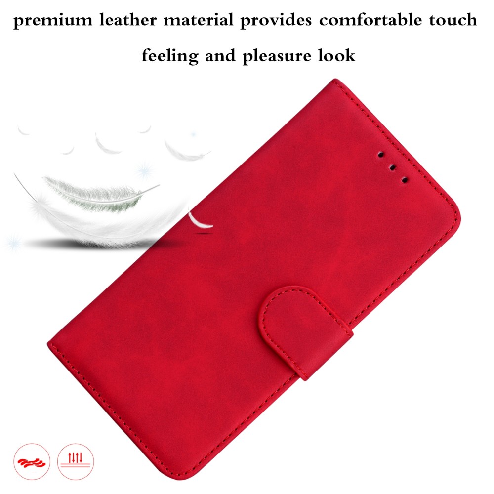 עבור Realme C17 כיסוי ארנק / ספר עשוי מעור בצבע אדום עם חריצים לכרטיסי אשראי