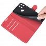 עבור Realme C21Y כיסוי ארנק / ספר עשוי מעור בצבע אדום עם חריצים לכרטיסי אשראי