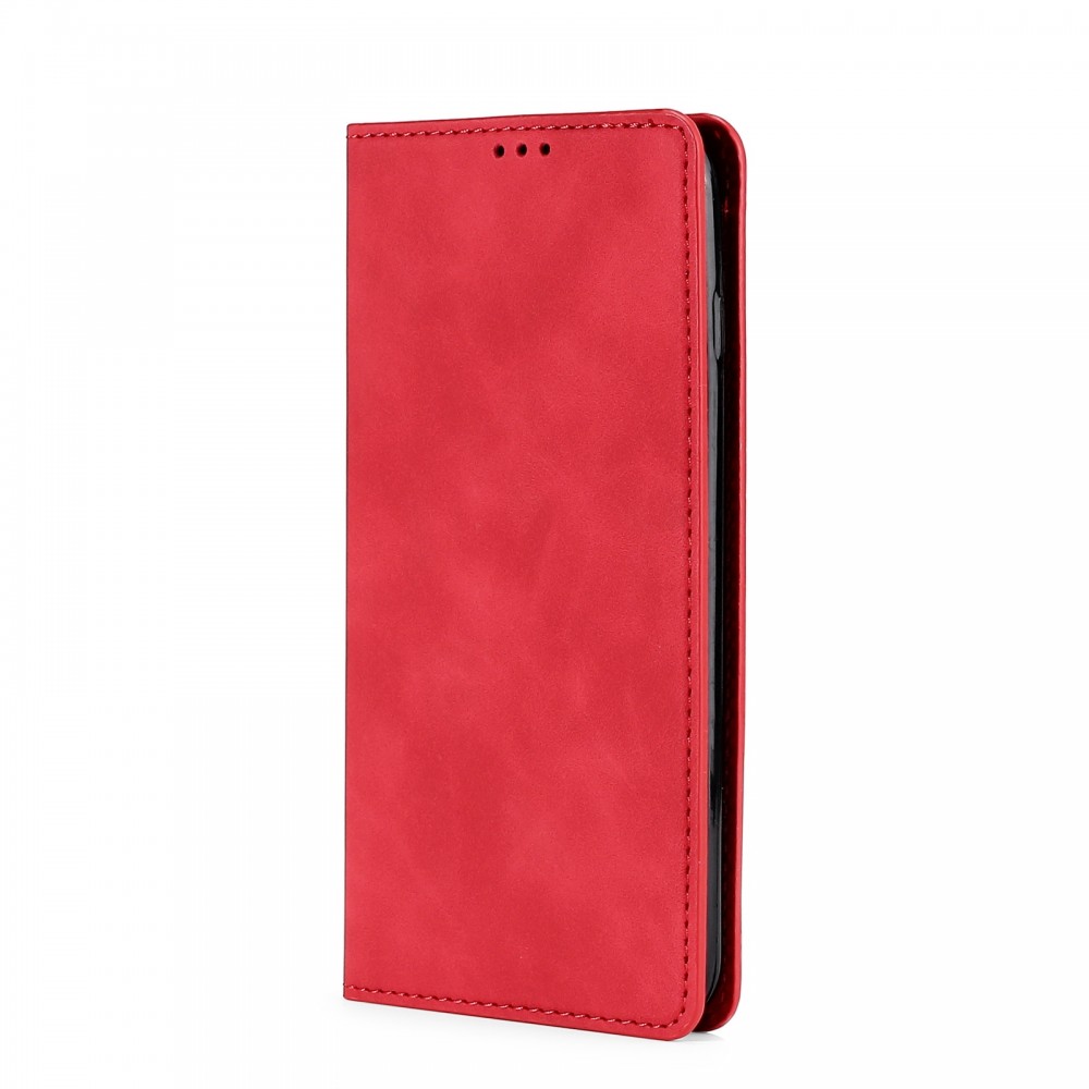 עבור Realme C35 כיסוי ארנק / ספר עשוי מעור בצבע אדום עם חריצים לכרטיסי אשראי