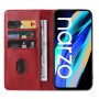 עבור Realme Narzo 50A Prime כיסוי ארנק / ספר עשוי מעור בצבע אדום עם חריצים לכרטיסי אשראי