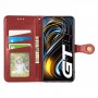 עבור Realme Q3 Pro 5G כיסוי ארנק / ספר עשוי מעור בצבע אדום עם חריצים לכרטיסי אשראי