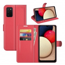 עבור Samsung Galaxy A03s כיסוי ארנק / ספר עשוי מעור בצבע אדום עם חריצים לכרטיסי אשראי