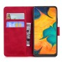 עבור Samsung Galaxy A20 כיסוי ארנק / ספר עשוי מעור בצבע אדום עם חריצים לכרטיסי אשראי