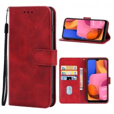 עבור Samsung Galaxy A20s כיסוי ארנק / ספר עשוי מעור בצבע אדום עם חריצים לכרטיסי אשראי