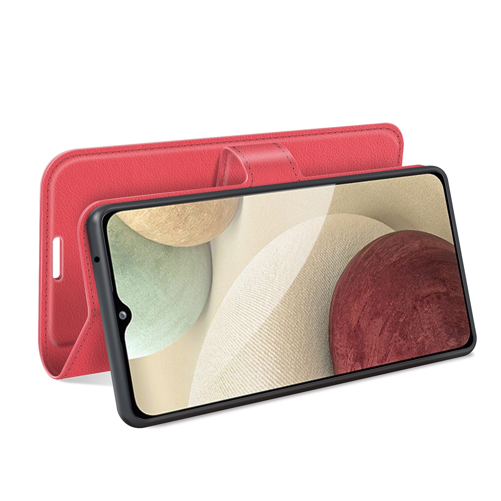 עבור Samsung Galaxy A22 כיסוי ארנק / ספר עשוי מעור בצבע אדום עם חריצים לכרטיסי אשראי