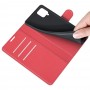 עבור Samsung Galaxy A22 כיסוי ארנק / ספר עשוי מעור בצבע אדום עם חריצים לכרטיסי אשראי
