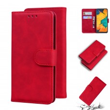עבור Samsung Galaxy A30 כיסוי ארנק / ספר עשוי מעור בצבע אדום עם חריצים לכרטיסי אשראי