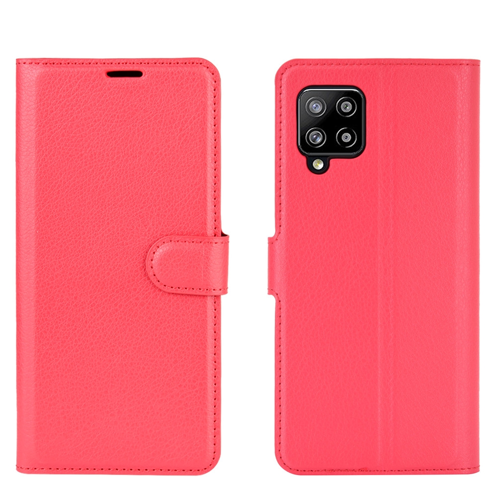 עבור Samsung Galaxy A42 5G כיסוי ארנק / ספר עשוי מעור בצבע אדום עם חריצים לכרטיסי אשראי