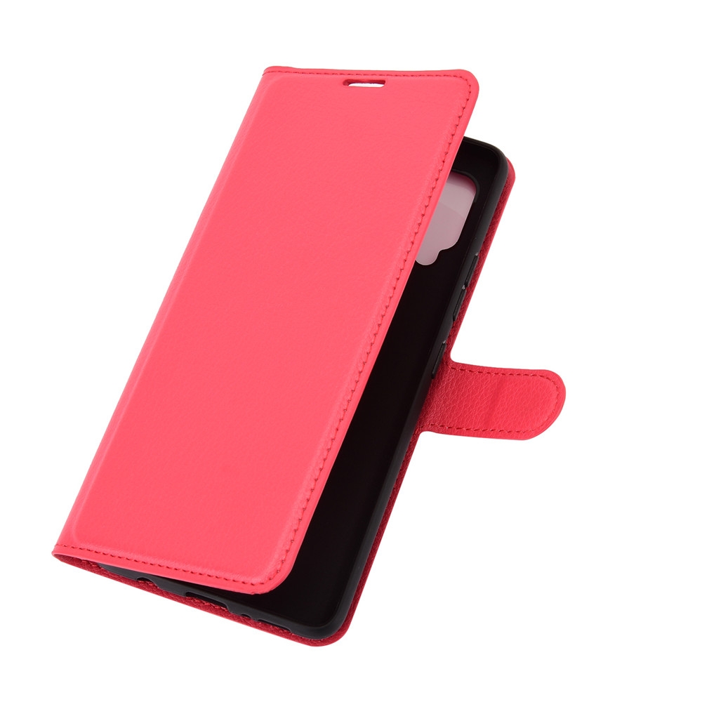 עבור Samsung Galaxy A42 5G כיסוי ארנק / ספר עשוי מעור בצבע אדום עם חריצים לכרטיסי אשראי