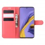 עבור Samsung Galaxy A51 כיסוי ארנק / ספר עשוי מעור בצבע אדום עם חריצים לכרטיסי אשראי