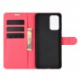 עבור Samsung Galaxy A52 כיסוי ארנק / ספר עשוי מעור בצבע אדום עם חריצים לכרטיסי אשראי