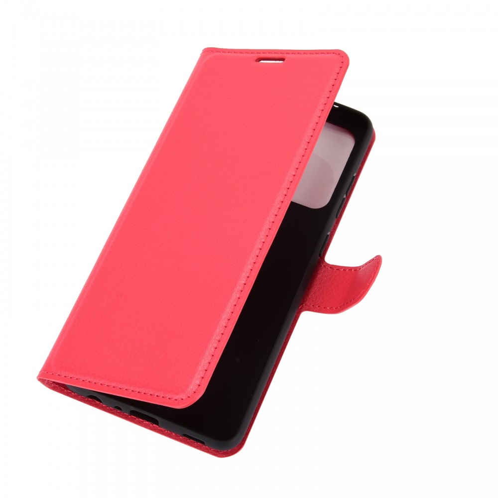 עבור Samsung Galaxy A52 כיסוי ארנק / ספר עשוי מעור בצבע אדום עם חריצים לכרטיסי אשראי