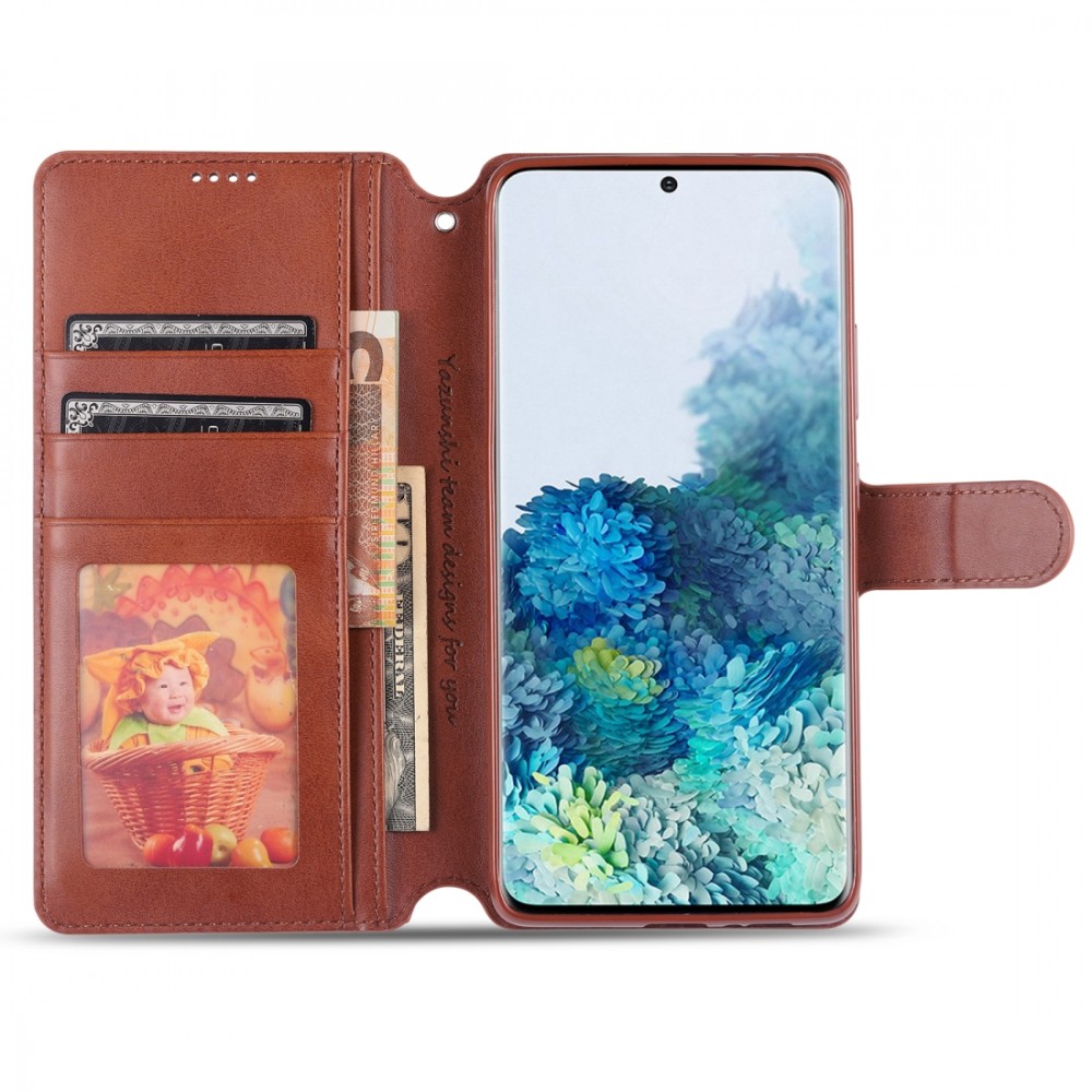עבור Samsung Galaxy A91 כיסוי ארנק / ספר עשוי מעור בצבע אדום עם חריצים לכרטיסי אשראי