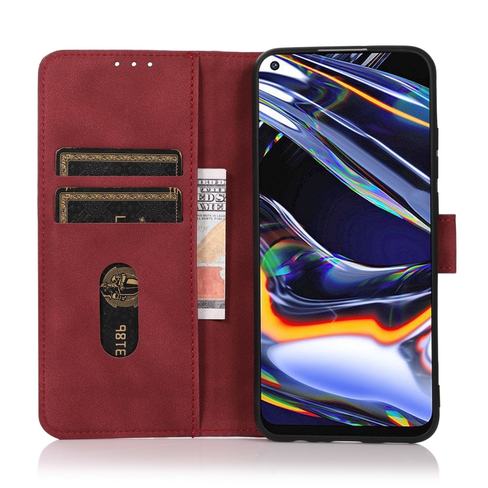 עבור Samsung Galaxy M13 כיסוי ארנק / ספר עשוי מעור בצבע אדום עם חריצים לכרטיסי אשראי