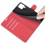 עבור Samsung Galaxy M32 כיסוי ארנק / ספר עשוי מעור בצבע אדום עם חריצים לכרטיסי אשראי
