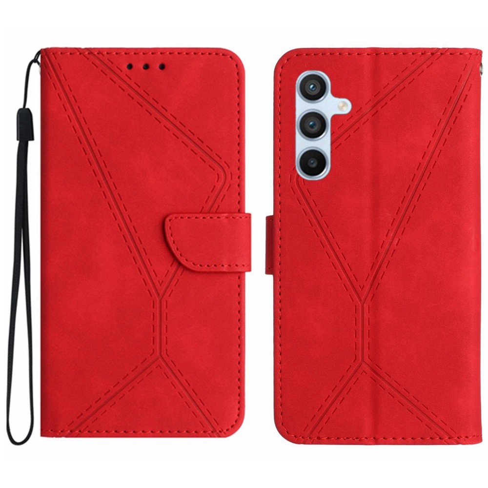 עבור Samsung Galaxy M54 כיסוי ארנק / ספר עשוי מעור בצבע אדום עם חריצים לכרטיסי אשראי