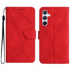 עבור Samsung Galaxy M54 כיסוי ארנק / ספר עשוי מעור בצבע אדום עם חריצים לכרטיסי אשראי