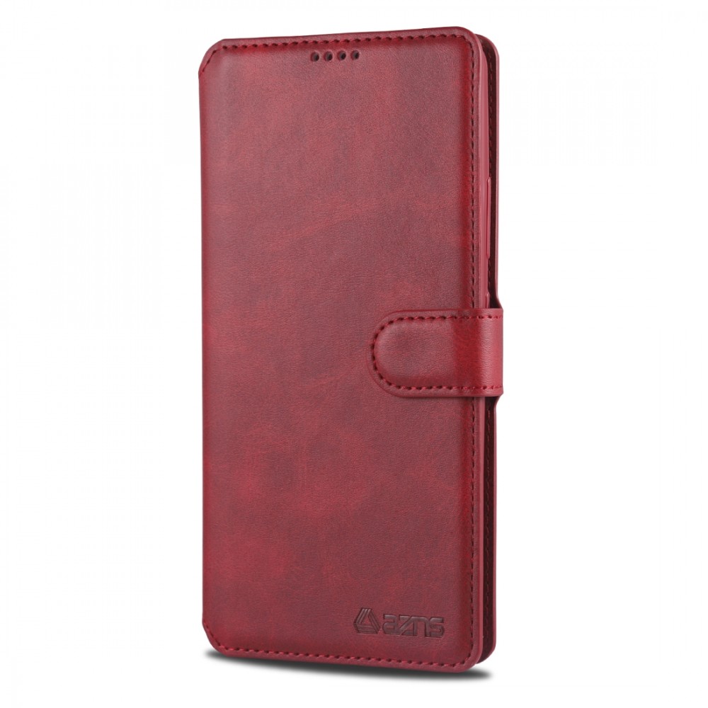 עבור Samsung Galaxy S10 Lite כיסוי ארנק / ספר עשוי מעור בצבע אדום עם חריצים לכרטיסי אשראי