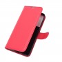 עבור Samsung Galaxy S21 5G כיסוי ארנק / ספר עשוי מעור בצבע אדום עם חריצים לכרטיסי אשראי