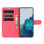 עבור Samsung Galaxy S21 5G כיסוי ארנק / ספר עשוי מעור בצבע אדום עם חריצים לכרטיסי אשראי