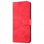 עבור Samsung Galaxy S21 FE 5G כיסוי ארנק / ספר עשוי מעור בצבע אדום עם חריצים לכרטיסי אשראי