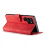 עבור Samsung Galaxy S22 Ultra 5G כיסוי ארנק / ספר עשוי מעור בצבע אדום עם חריצים לכרטיסי אשראי