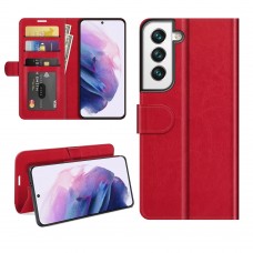 עבור Samsung Galaxy S22+ 5G כיסוי ארנק / ספר עשוי מעור בצבע אדום עם חריצים לכרטיסי אשראי