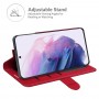 עבור Samsung Galaxy S22+ 5G כיסוי ארנק / ספר עשוי מעור בצבע אדום עם חריצים לכרטיסי אשראי