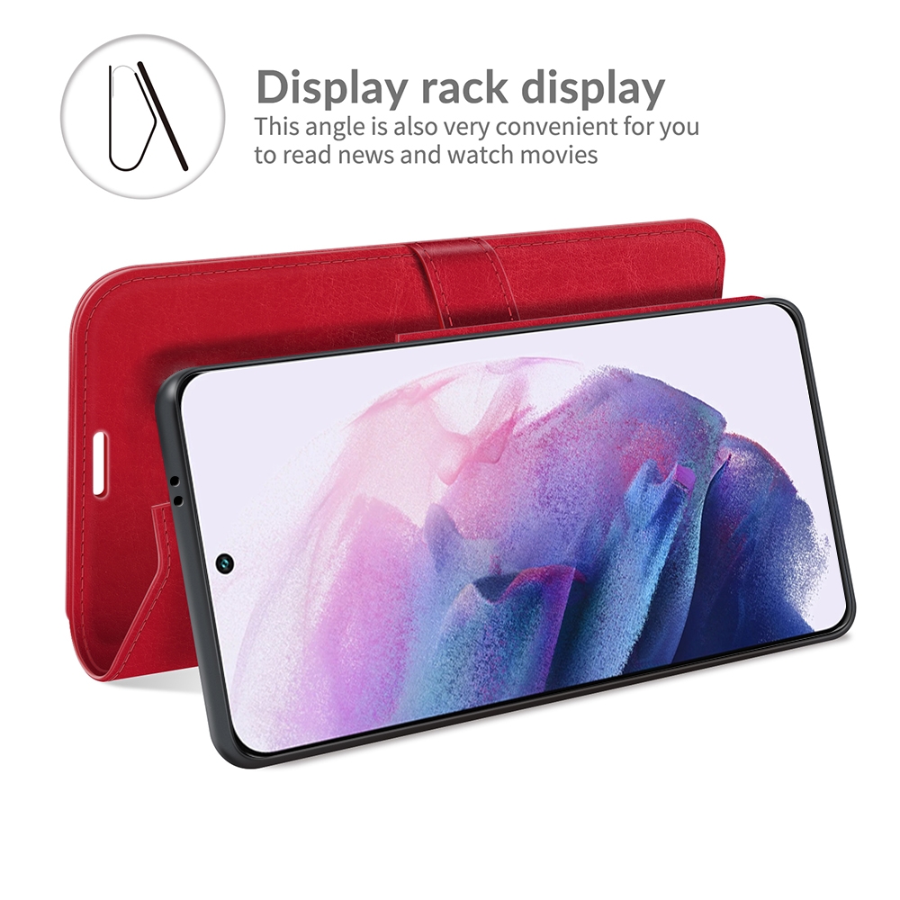 עבור Samsung Galaxy S22+ 5G כיסוי ארנק / ספר עשוי מעור בצבע אדום עם חריצים לכרטיסי אשראי
