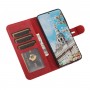 עבור Samsung Galaxy S23+ כיסוי ארנק / ספר עשוי מעור בצבע אדום עם חריצים לכרטיסי אשראי