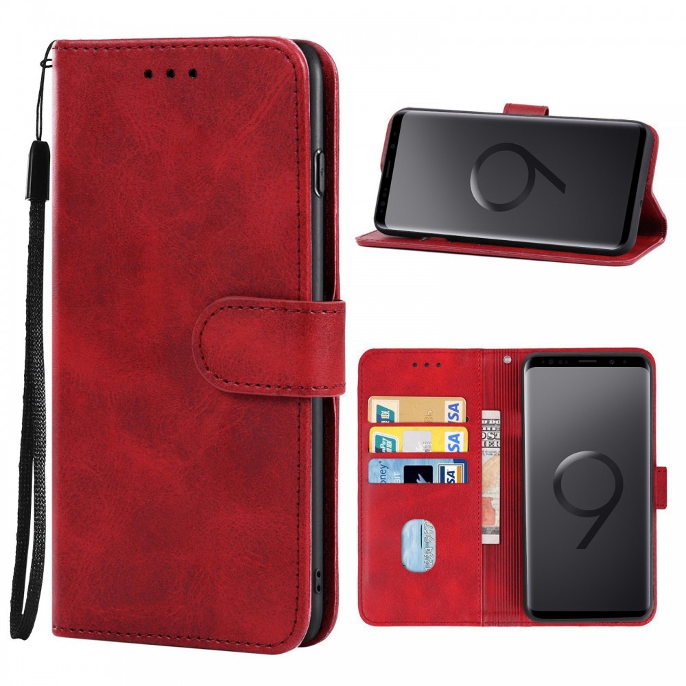 עבור Samsung Galaxy S9+ כיסוי ארנק / ספר עשוי מעור בצבע אדום עם חריצים לכרטיסי אשראי